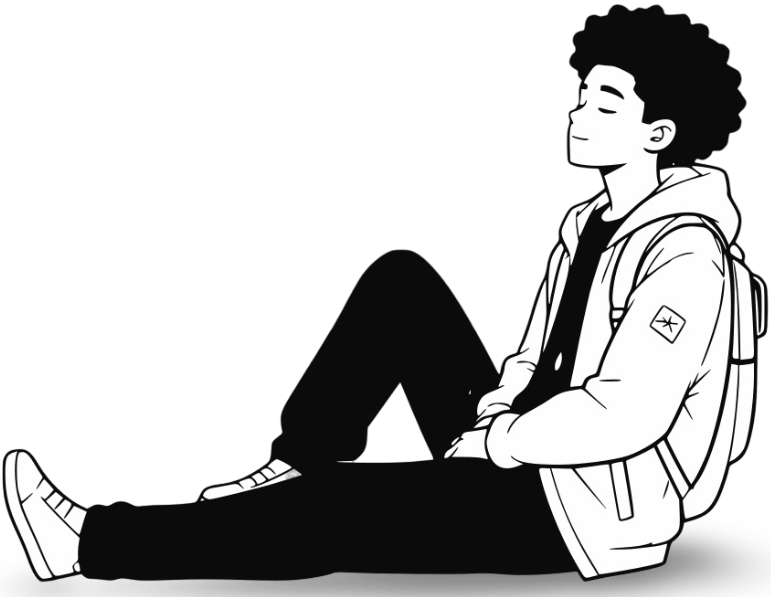 Seated illustrated character